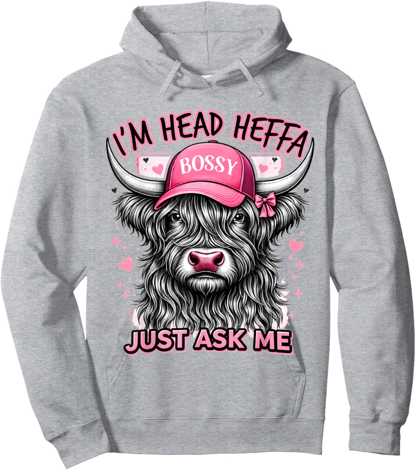 Cowgirls Highland Cow Western I'm Head Heffa Just Asks Me Hoodie - Hoodie | Ash
