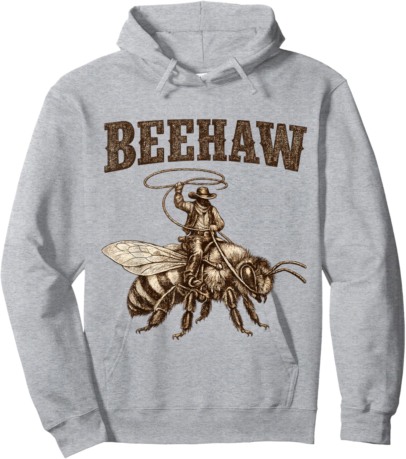Beehaw Vintage Bee-Wrangler Cute Beekeeper Cowboy Bee Youth Hoodie - Hoodie | Ash