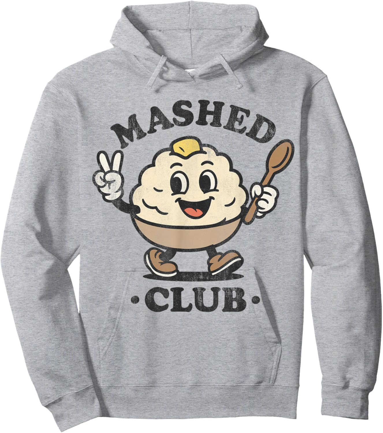 Vintage Mashed Club Retro Kawaii Potato Bowl Hoodie - Hoodie | Ash