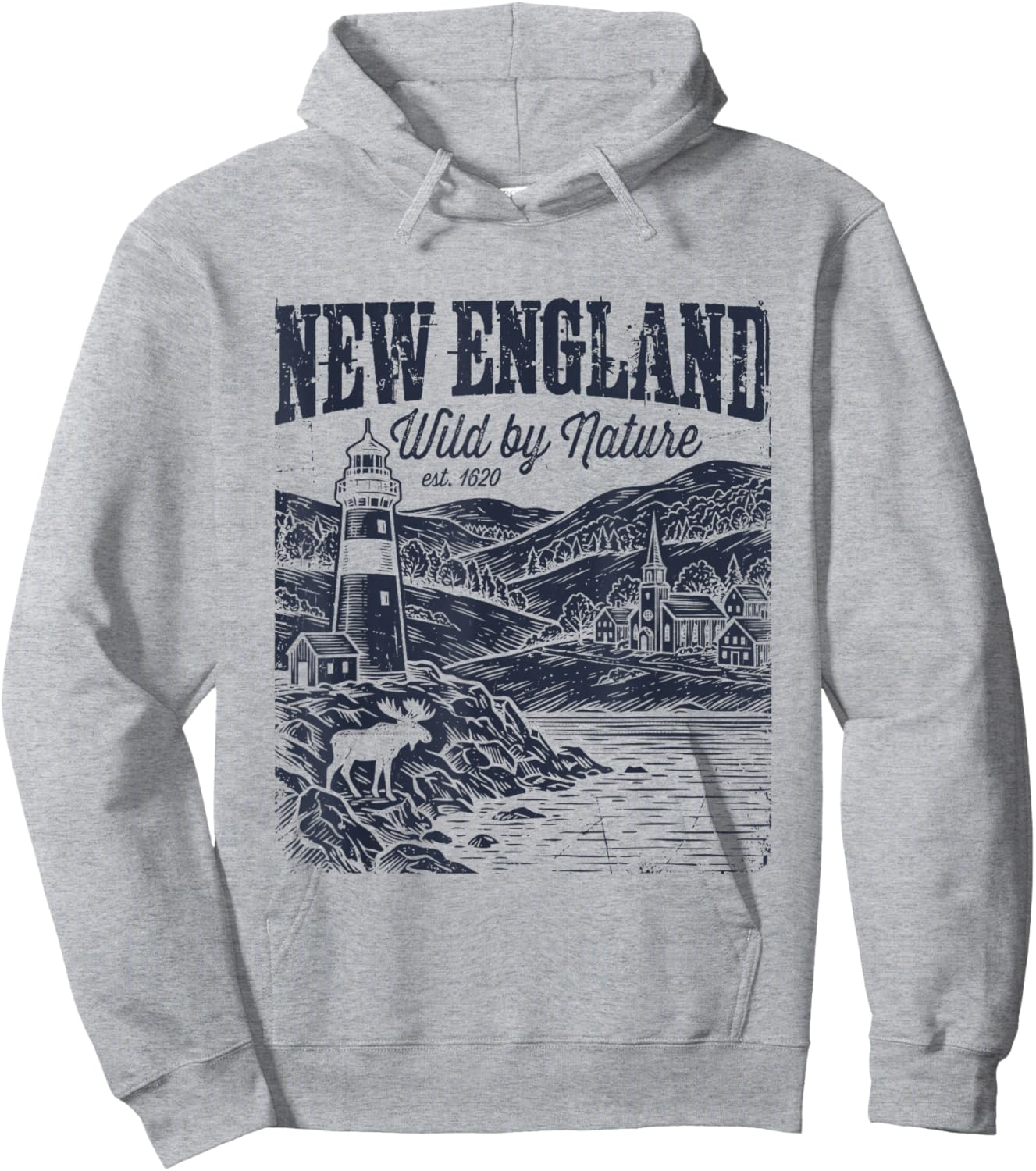 Vintage New England Wild by Nature East Coast Hoodie - Hoodie | Ash