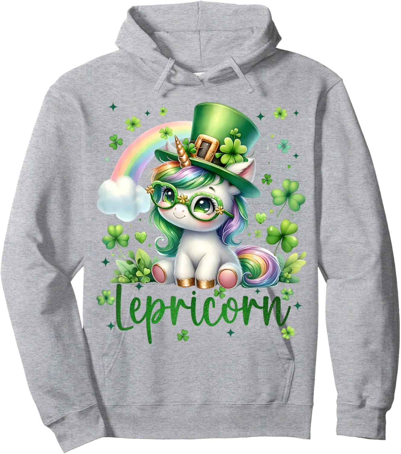 Lepricorn Cute Unicorn Shamrock St Patricks Girl Kid Toddler Hoodie - Hoodie | Ash