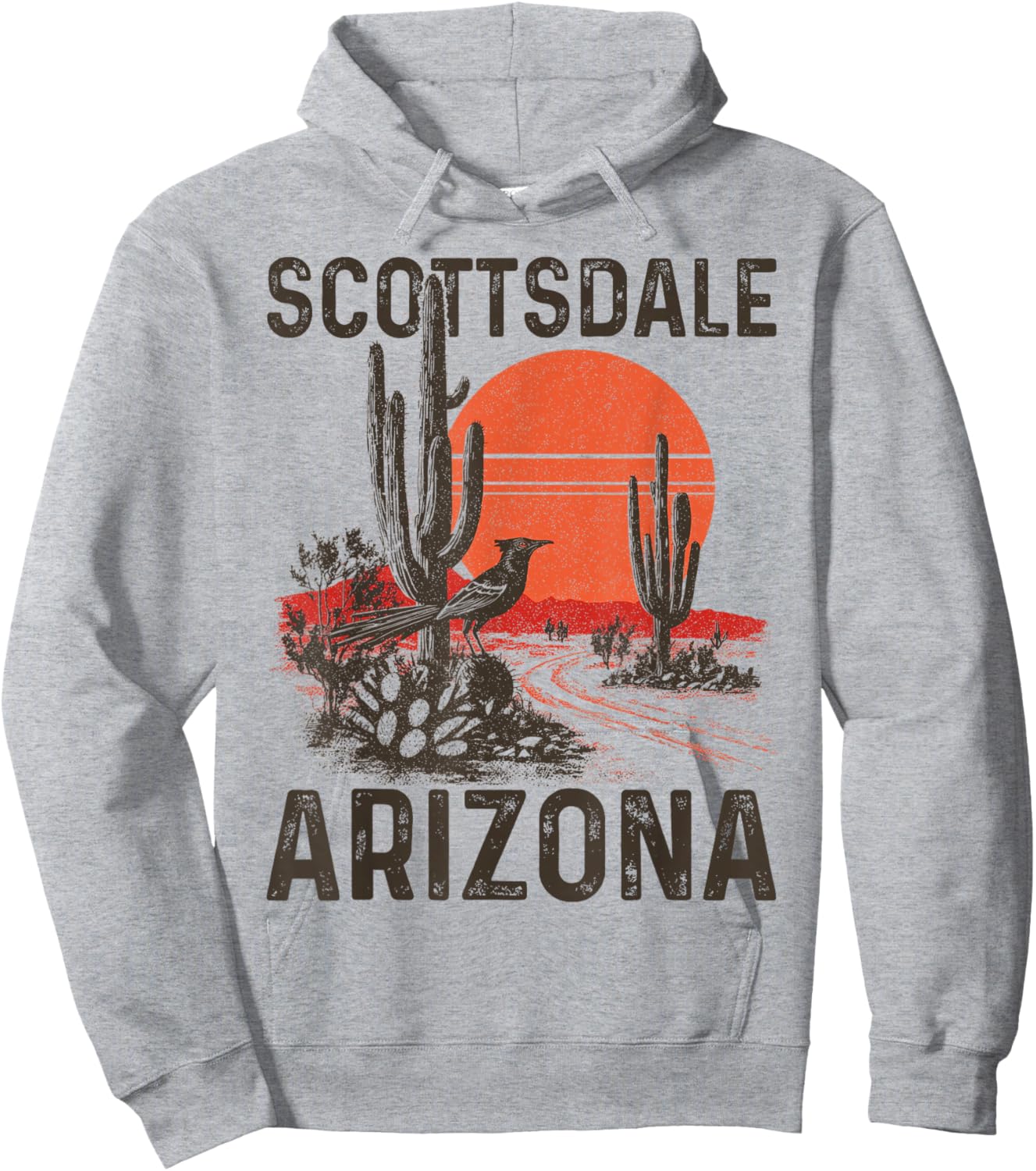 Scottsdale Arizona Roadrunner Desert Cactus Vintage Hoodie - Hoodie | Ash