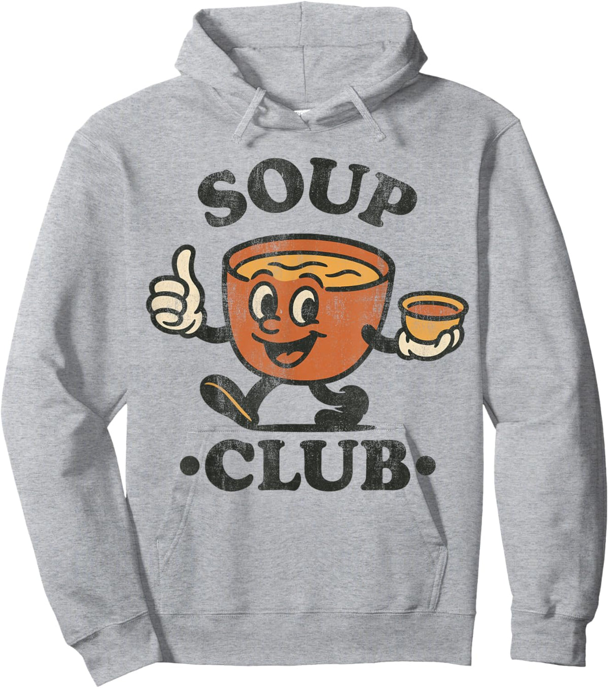 Vintage Soup Club Retro Cozy Food Mascot Hoodie - Hoodie | Ash