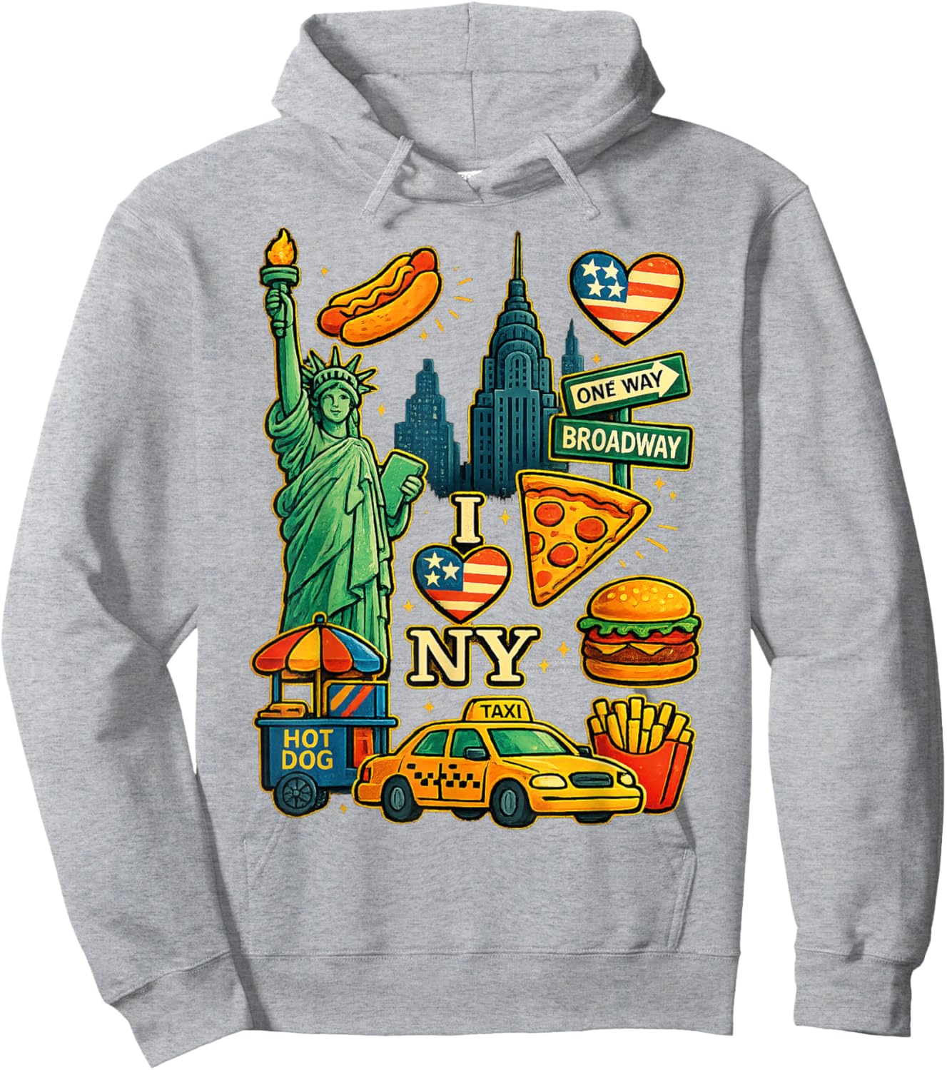 New York City Souvenir NY Icons Toddlers Kids Boys Girls Hoodie - Hoodie | Ash