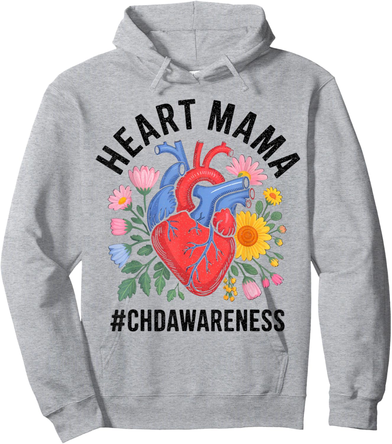 Heart Mama CHD Awareness CHD Warrior Women Mother's Day Hoodie - Hoodie | Ash