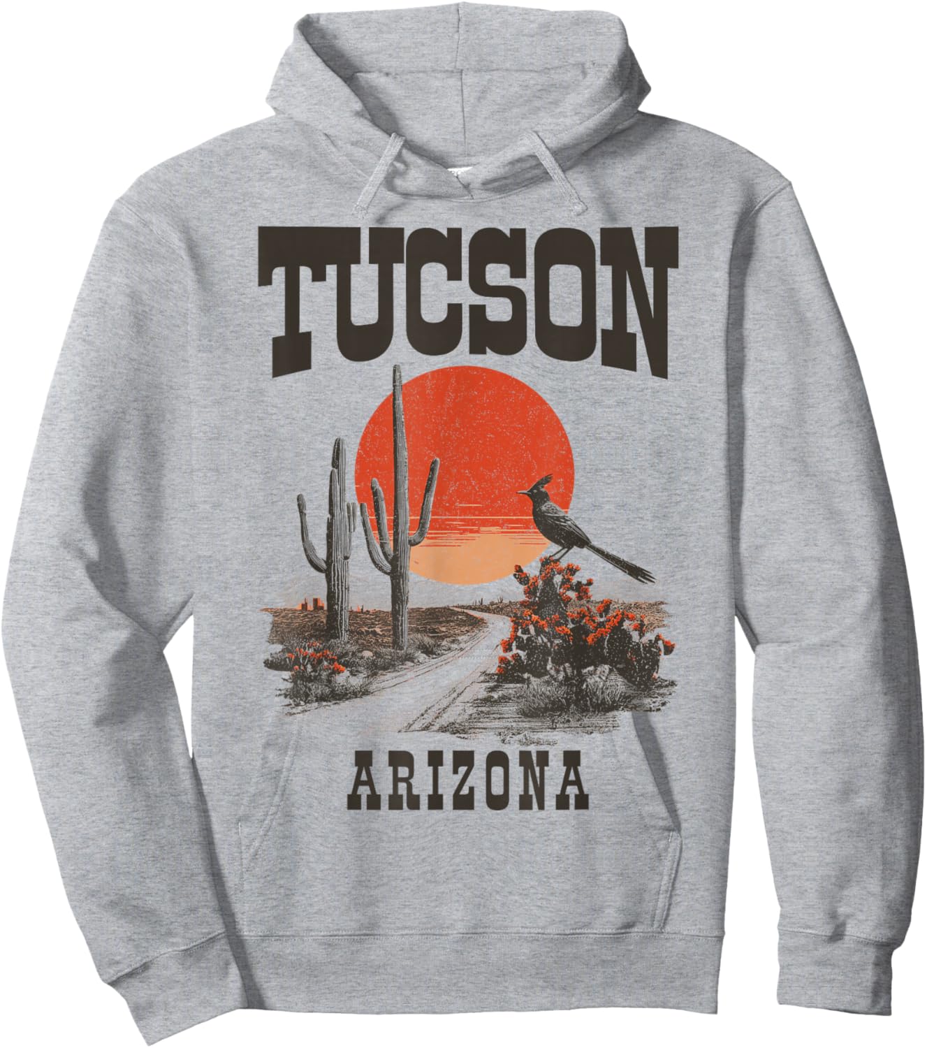Tucson Arizona Roadrunner Desert Cactus Vintage Hoodie - Hoodie | Ash
