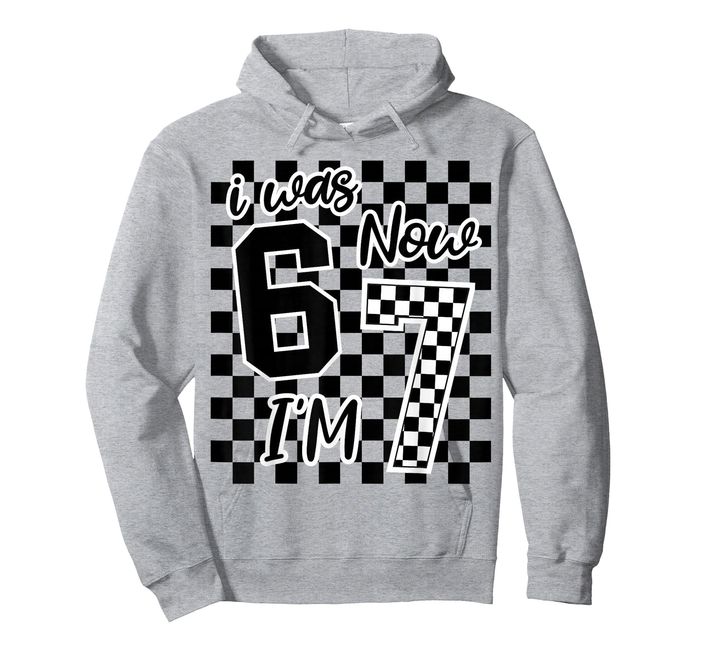 Checkered I was 6 Now I'm 7 Birthday Seven Years Old Bday T-Shirt