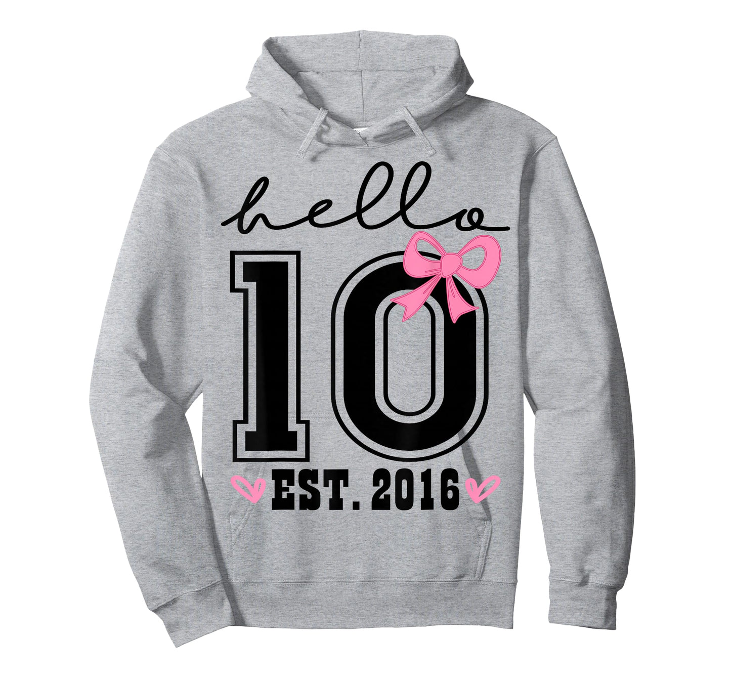 Hello Ten Est 2016 Pink Coquette Bow 10th Birthday Girl T-Shirt