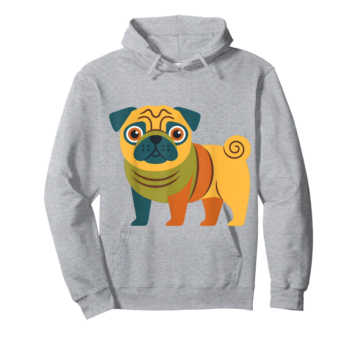 Cute Colorful Pug Illustration Funny Dog Lover Retro Pet Art T-Shirt