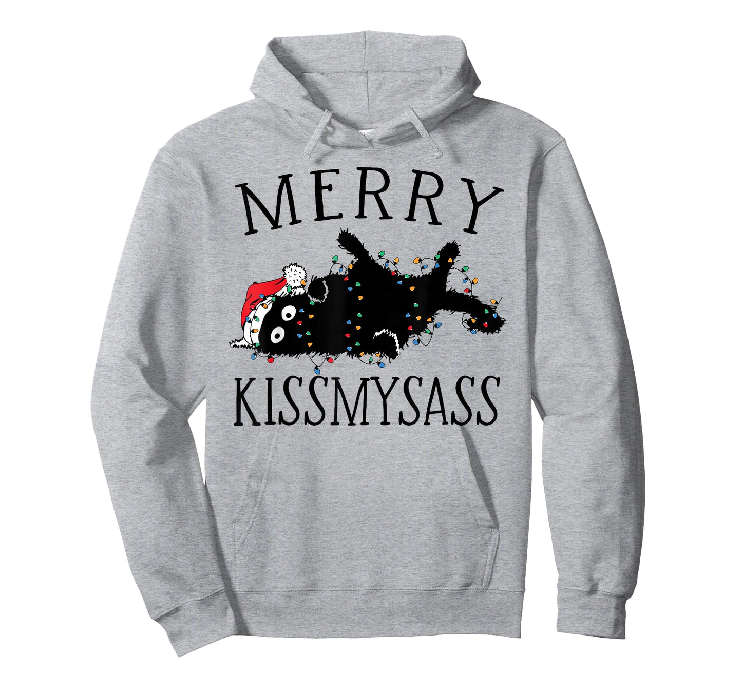Merry KissMyAss Angry Cat Christmas Funny Sarcastic Humor T-Shirt