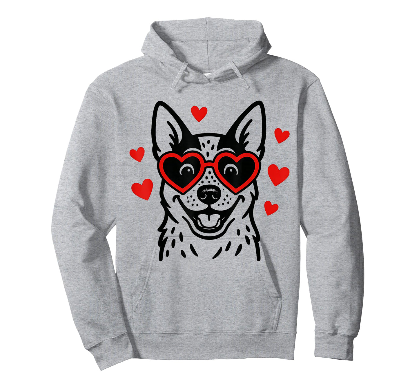Australian Cattle Dog with Heart Glasses Valentine Love T-Shirt