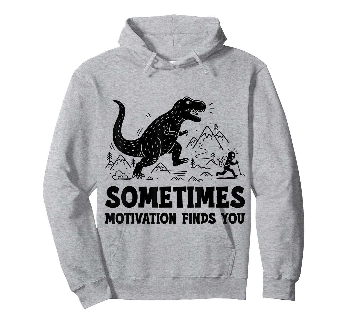 Sometimes Motivation Finds You Funny Running Dinosaur T-Shirt