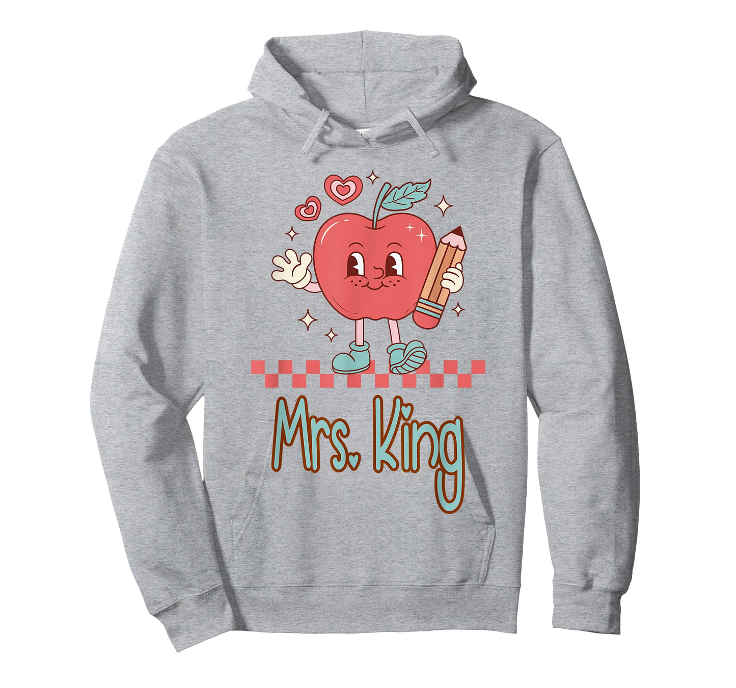 Mrs. King Cute Retro Apple Pencil Teacher Design T-Shirt
