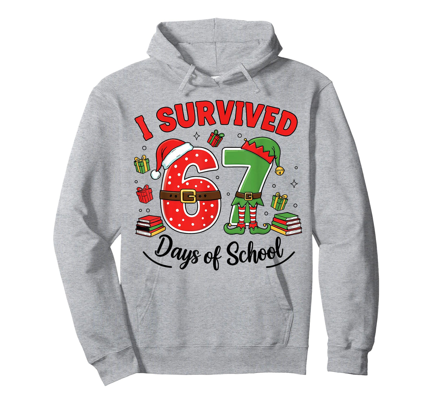 Funny Christmas Teacher Santa I Survived 67 Days of School T-Shirt