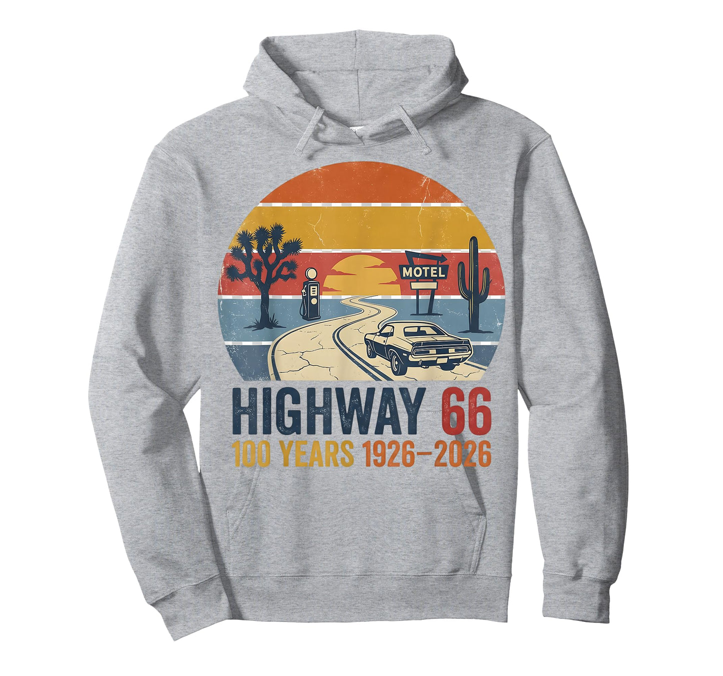 Highway 66 100 Years 1926-2026 Classic Car Lover Anniversary T-Shirt
