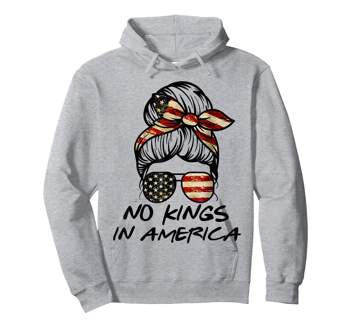 No Kings in America Shirt Women Messy bun USA Flag No Kings T-Shirt