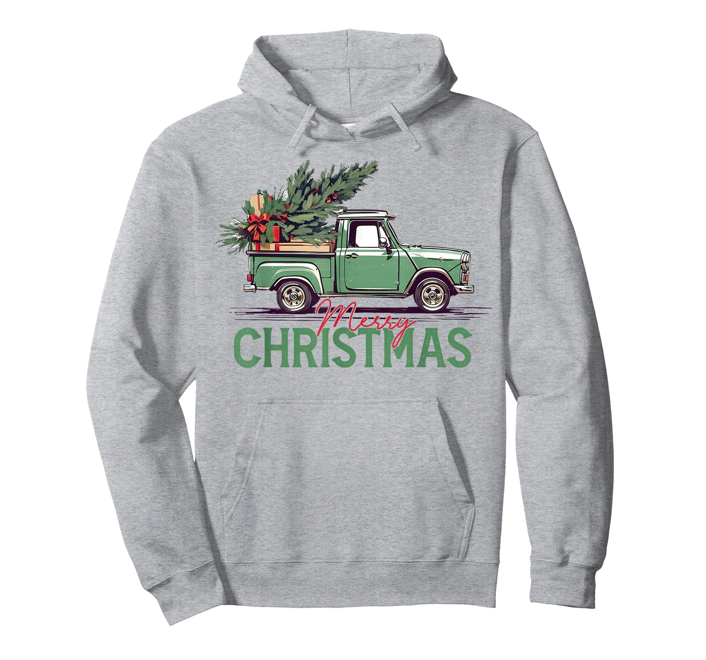 Red Pickup Truck Christmas Tree Vintage Christmas Men Women T-Shirt