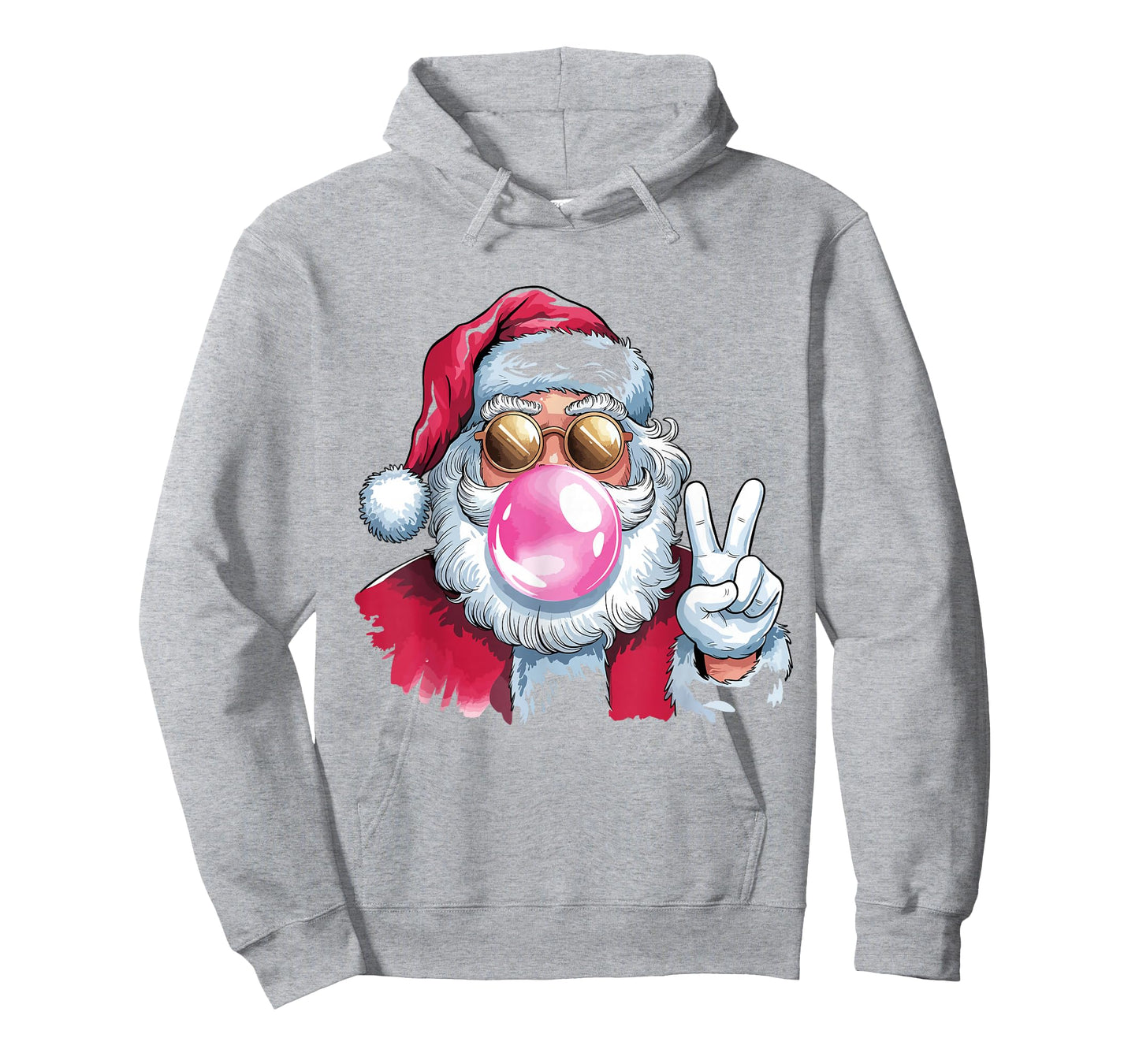 Santa Claus Blowing Bubble Gum Pink Sunglasses Christmas T-Shirt