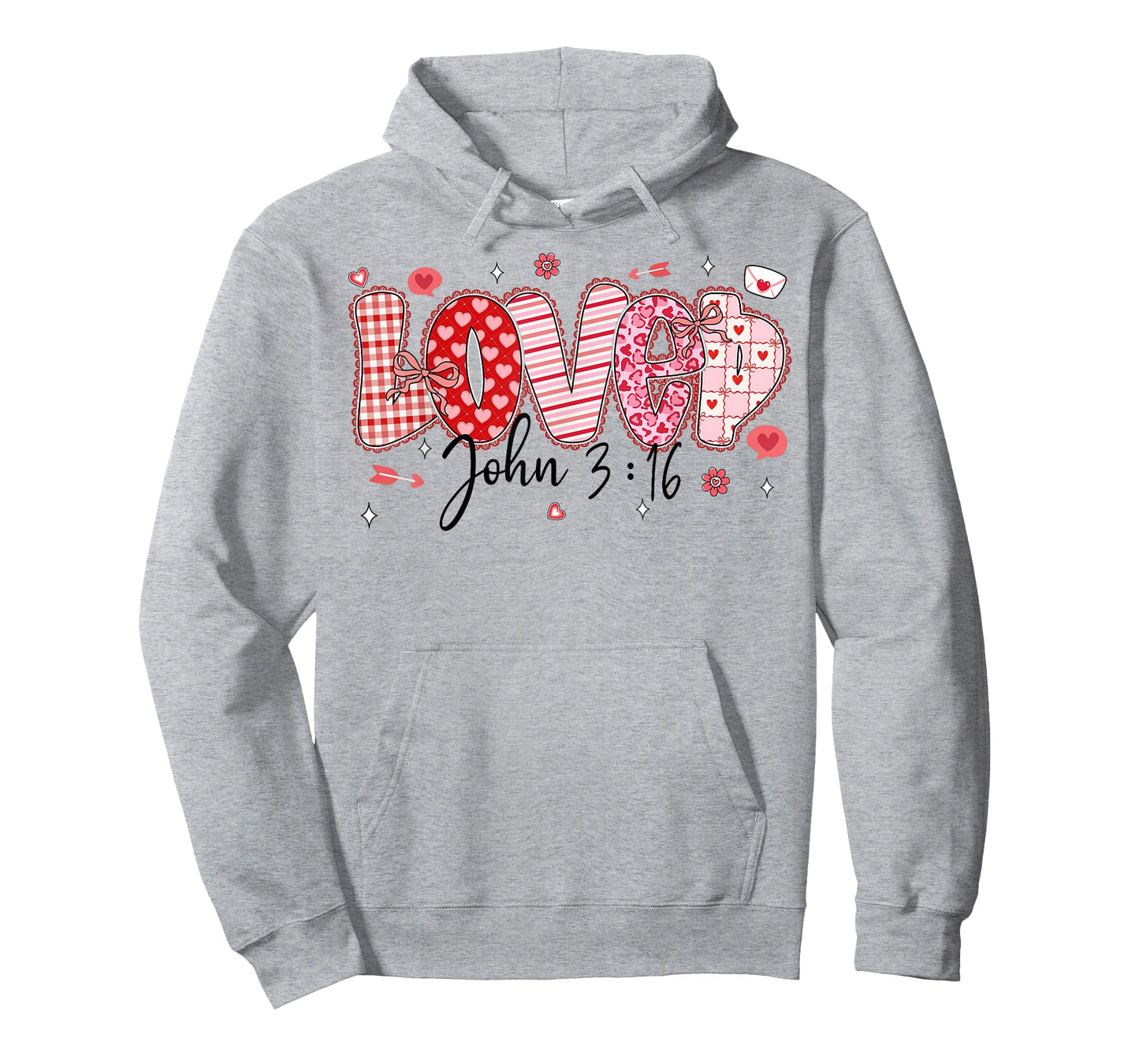 Love John 3:16 Valentine Coquette Bow Christian Women Girl T-Shirt