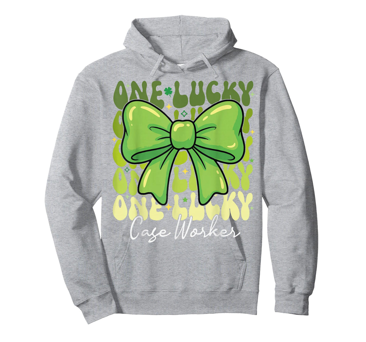 One Lucky Case Worker St Patricks Day Coquette Bow Retro T-Shirt
