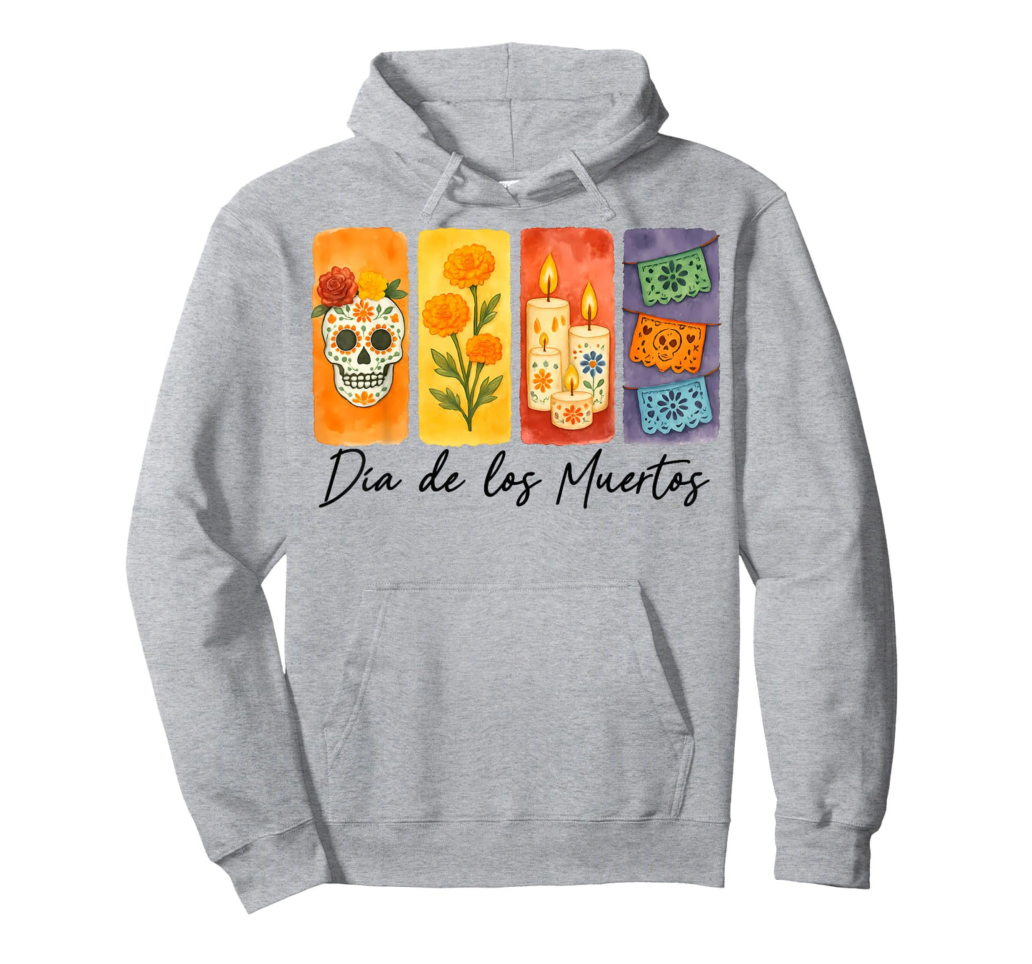 Dia De Los Muertos Sugar Skull Marigold Candle Papel Picado T-Shirt