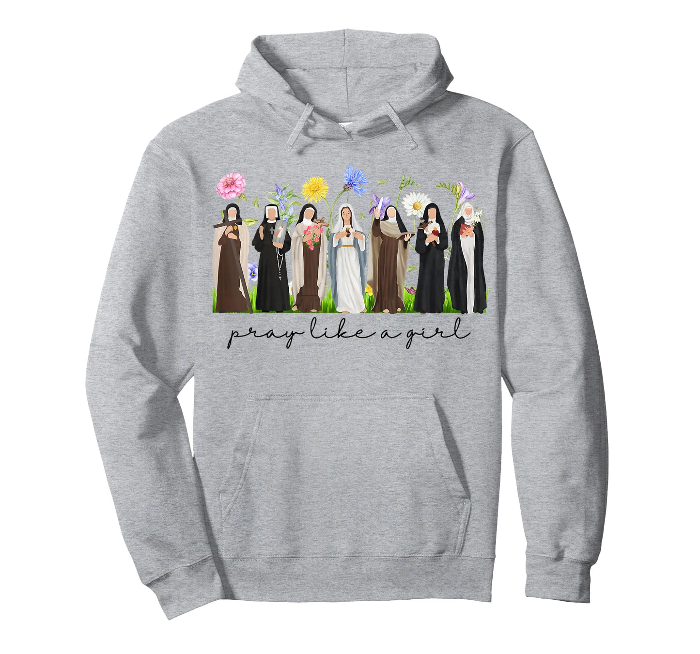 Pray Like A Girl Female Saints Catholic Christian Religious T-Shirt