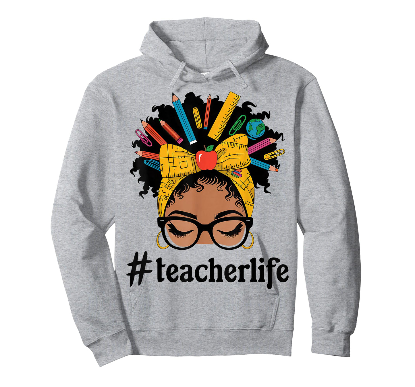 African American Black Teacher Life Messy Bun Afro Teacher T-Shirt