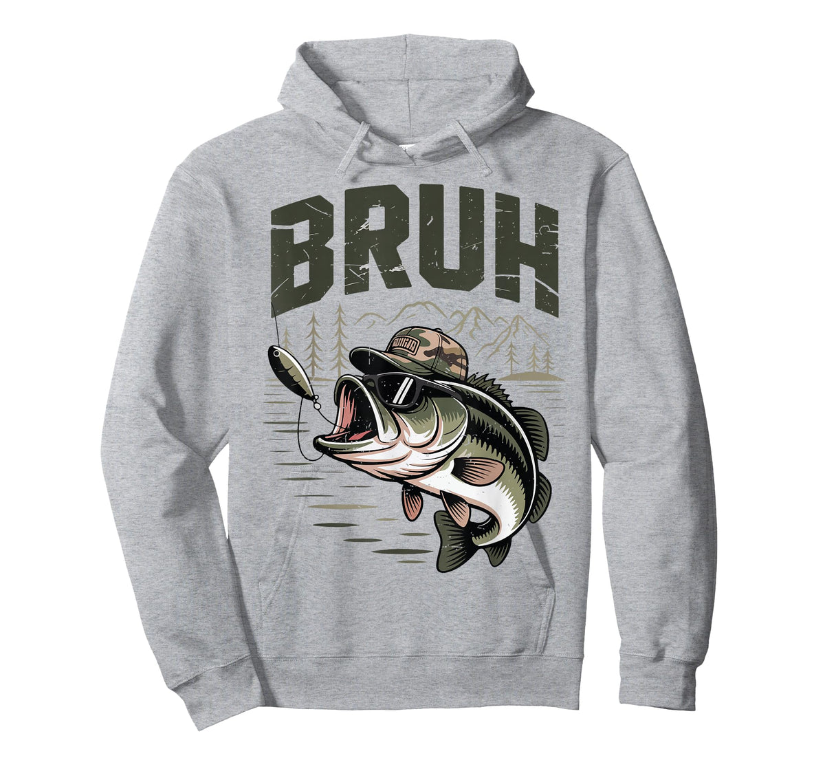 Youth Bruh Fishing Camo Bass Fish Funny Fisherman Gift Men T-Shirt
