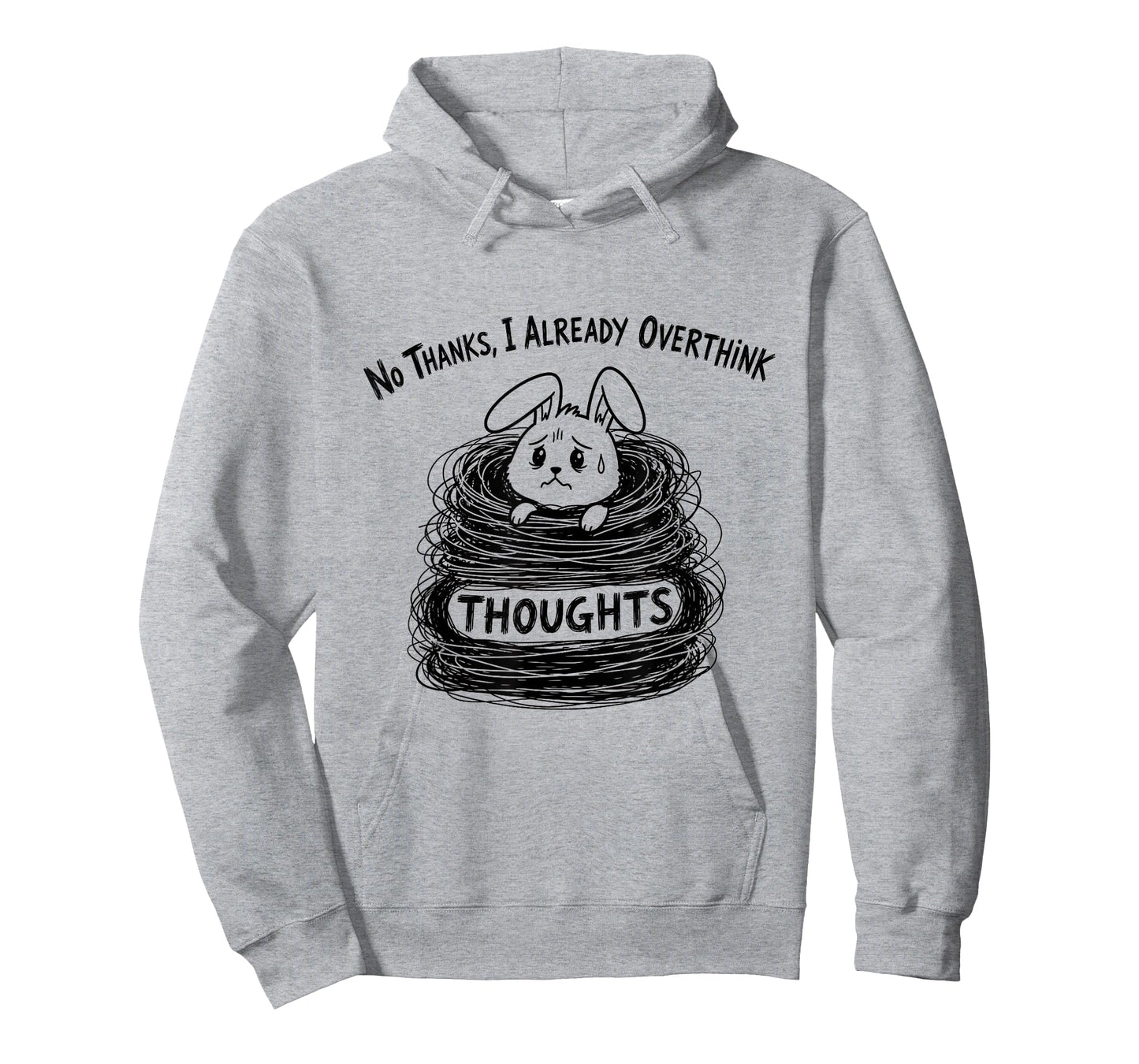Funny Overthinker Bunny Anxiety Quote Aesthetic Naive Art T-Shirt