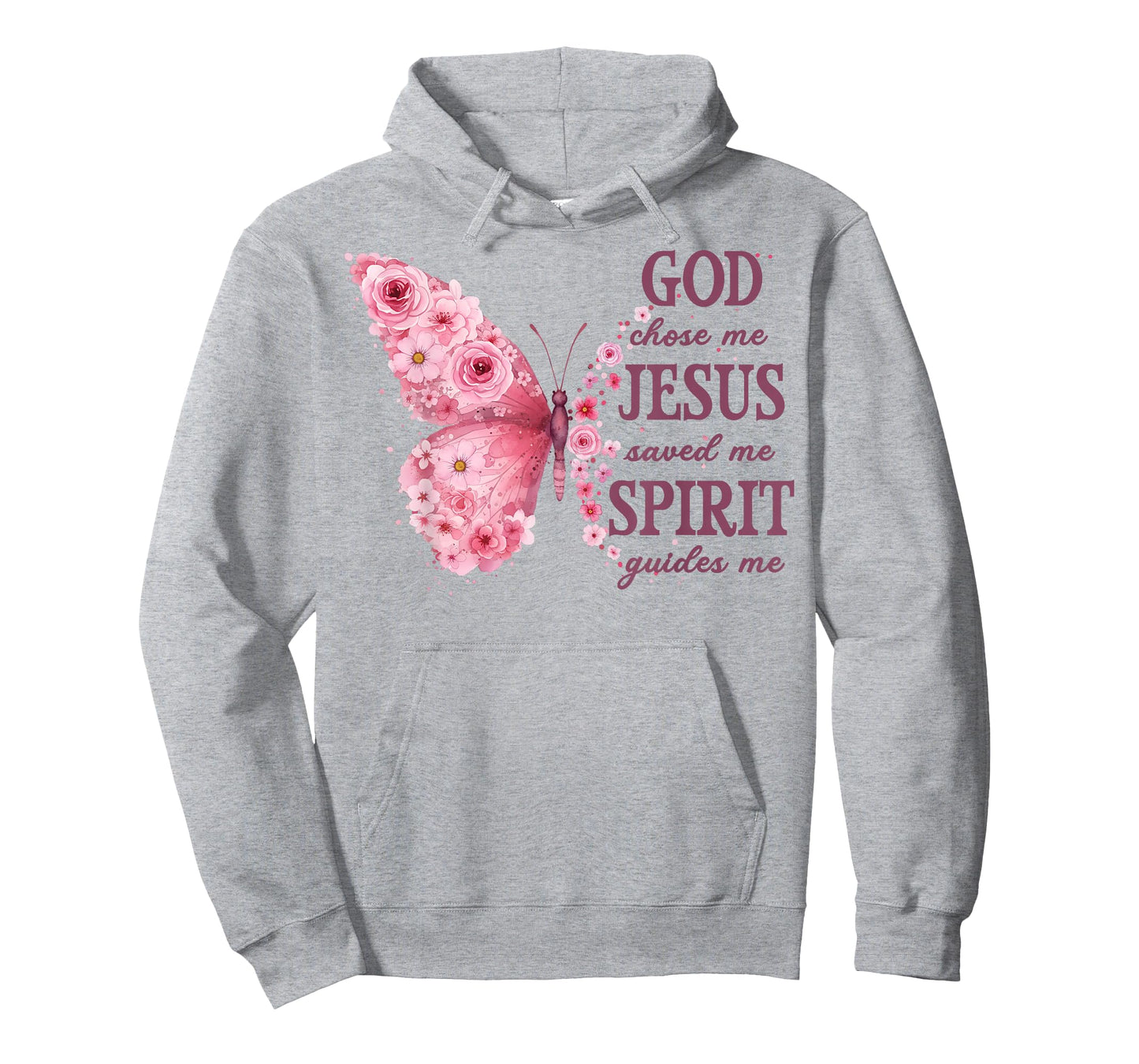 Christian Faith God Chose Me Jesus Saved Me Pink Butterfly T-Shirt
