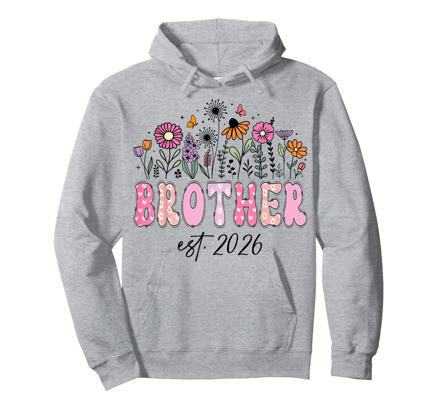 Brother Est. 2026 Pink Wildflower Promoted to Brother T-Shirt