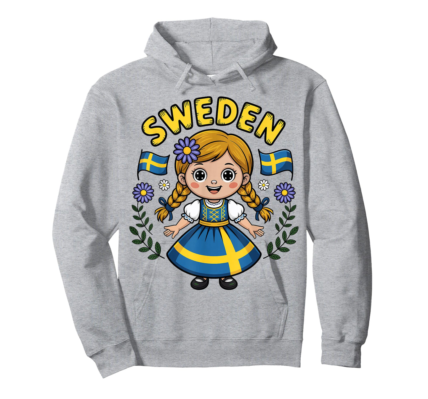 Cute Swedish Girl in Traditional Folk Dress for Kids T-Shirt