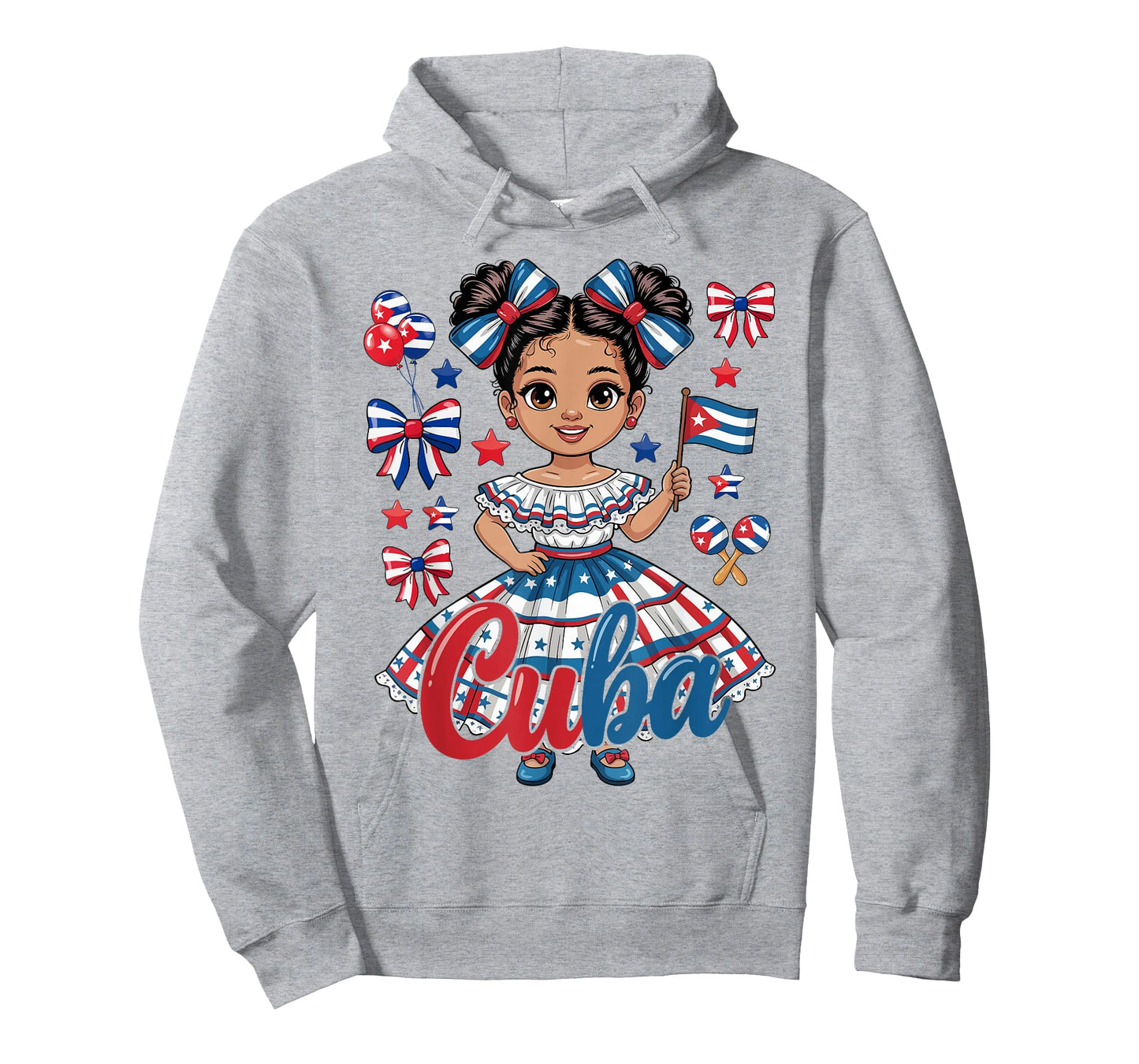 Cuba Cuban Girl Traditional Dress Cuban Flag Bow T-Shirt