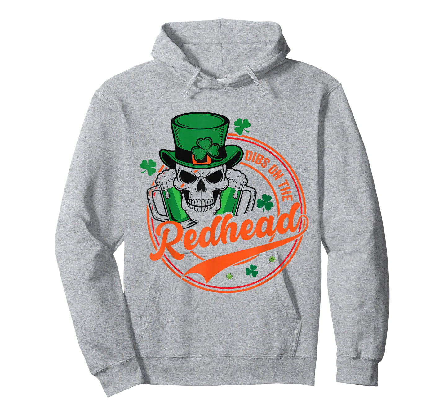 St Patricks Day Irish Skeleton Shamrock Dibs On The Redhead T-Shirt