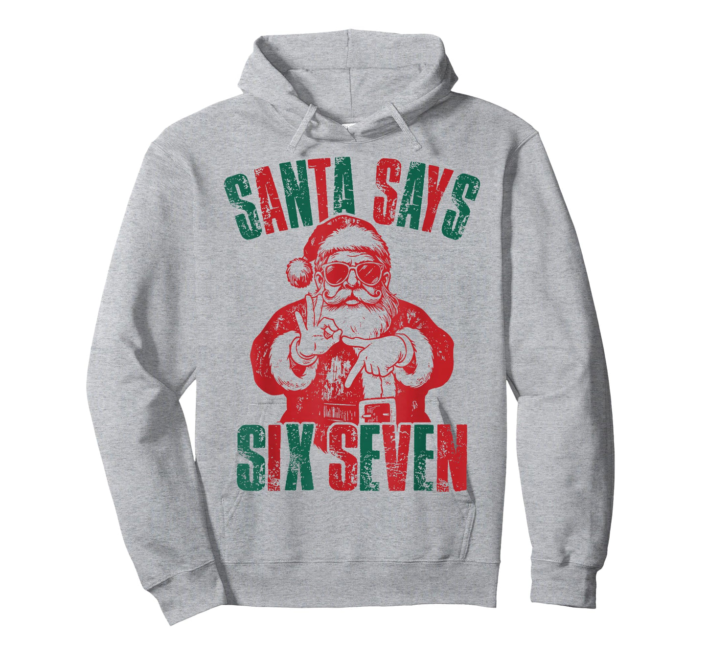 Santa Says Six Seven 6 7 Hands Sign Funny Christmas Joke T-Shirt