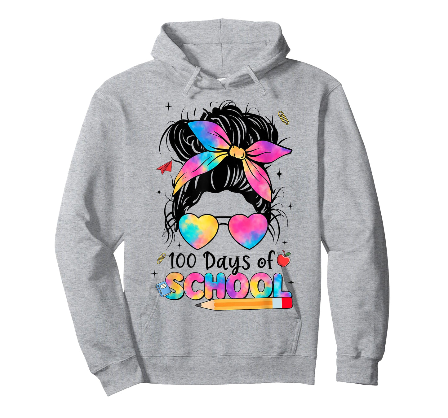 100 Days of School Groovy Messy Bun Bandana 100th Day Girl T-Shirt