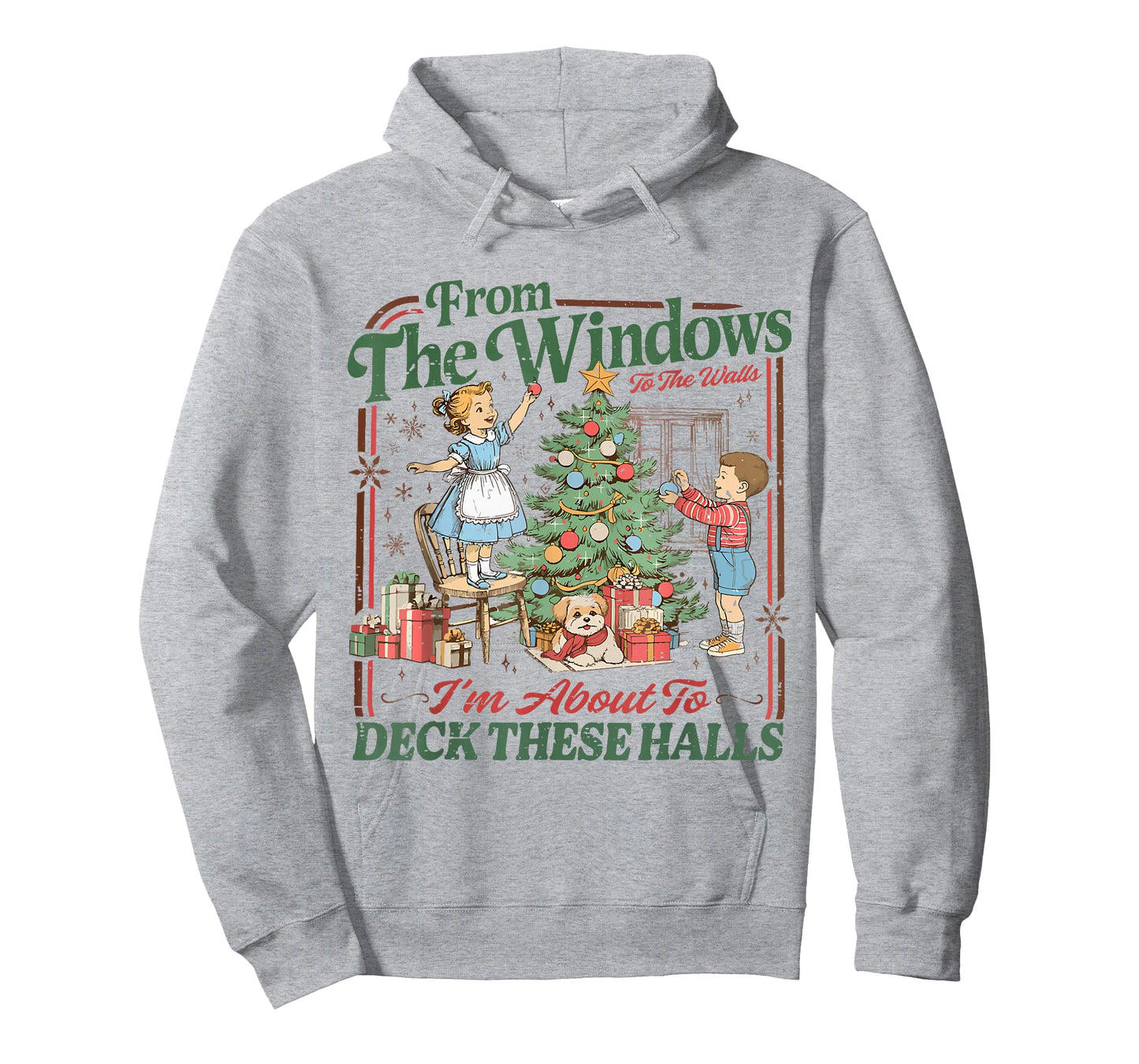Retro Funny Christmas Holiday from The Windows to The Walls T-Shirt