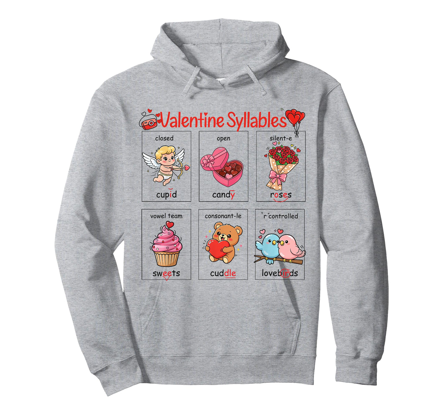 Valentine six Syllables Phonetics Kids and Teacher T-Shirt