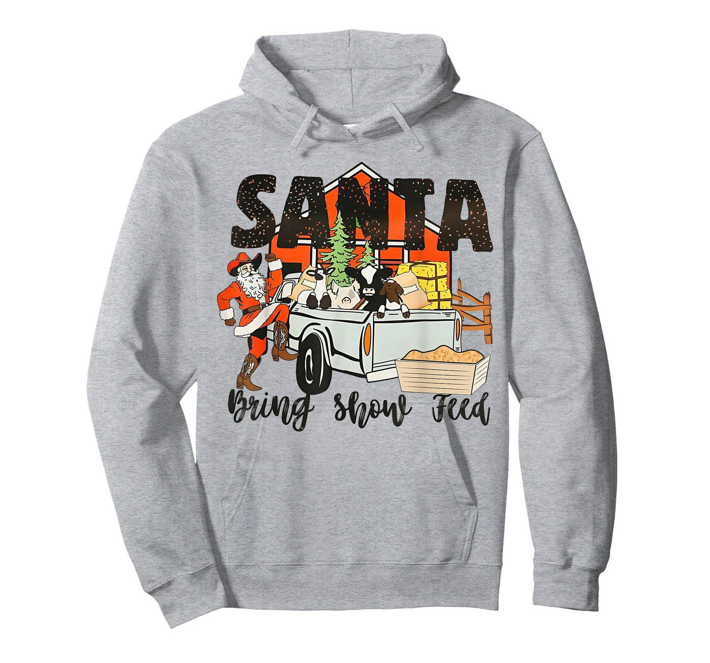 Santa Bring Show Feed Funny Famer Christmas T-Shirt