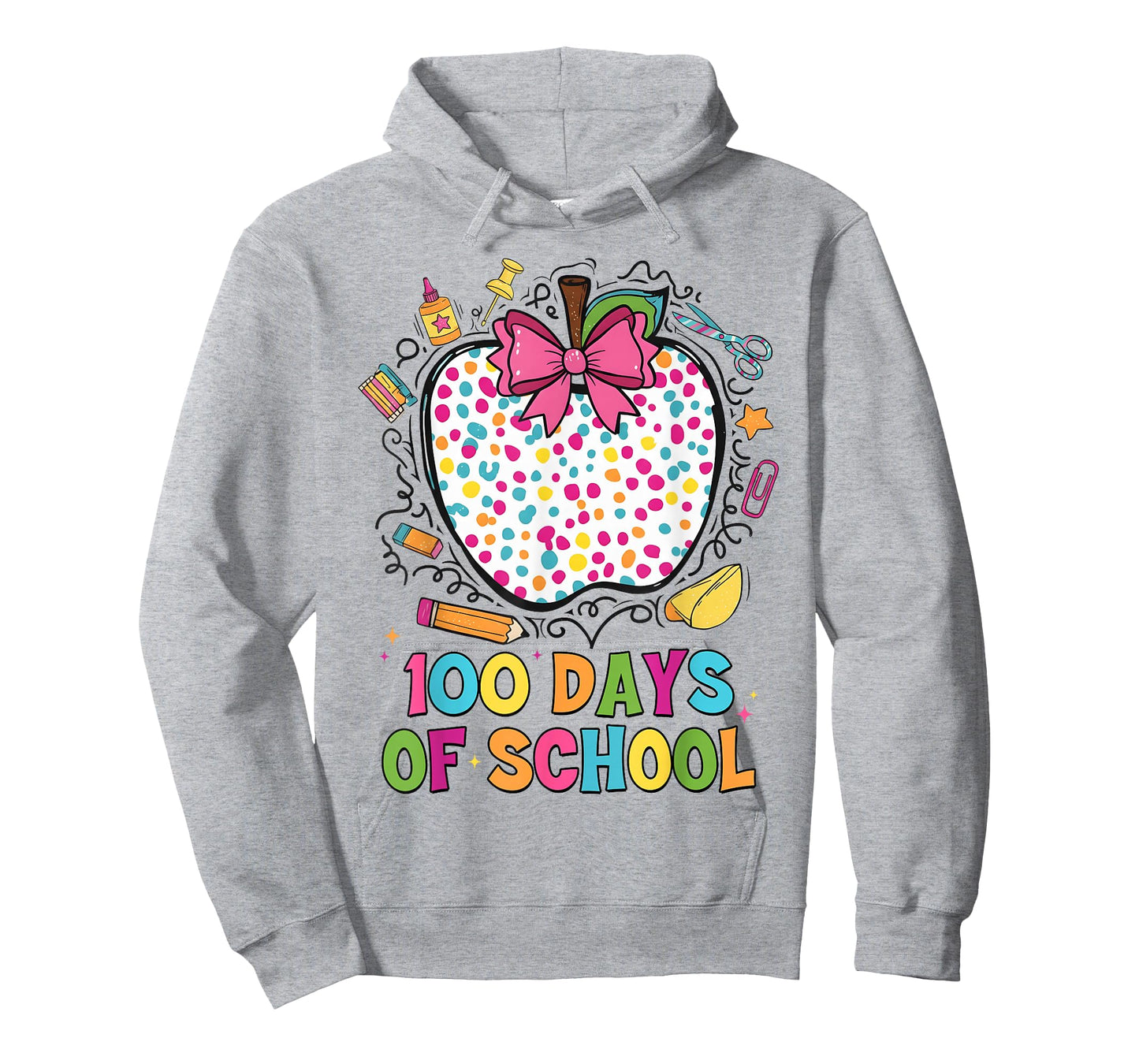 100 Days of School Bow Pencil Apple 100th Day of School T-Shirt