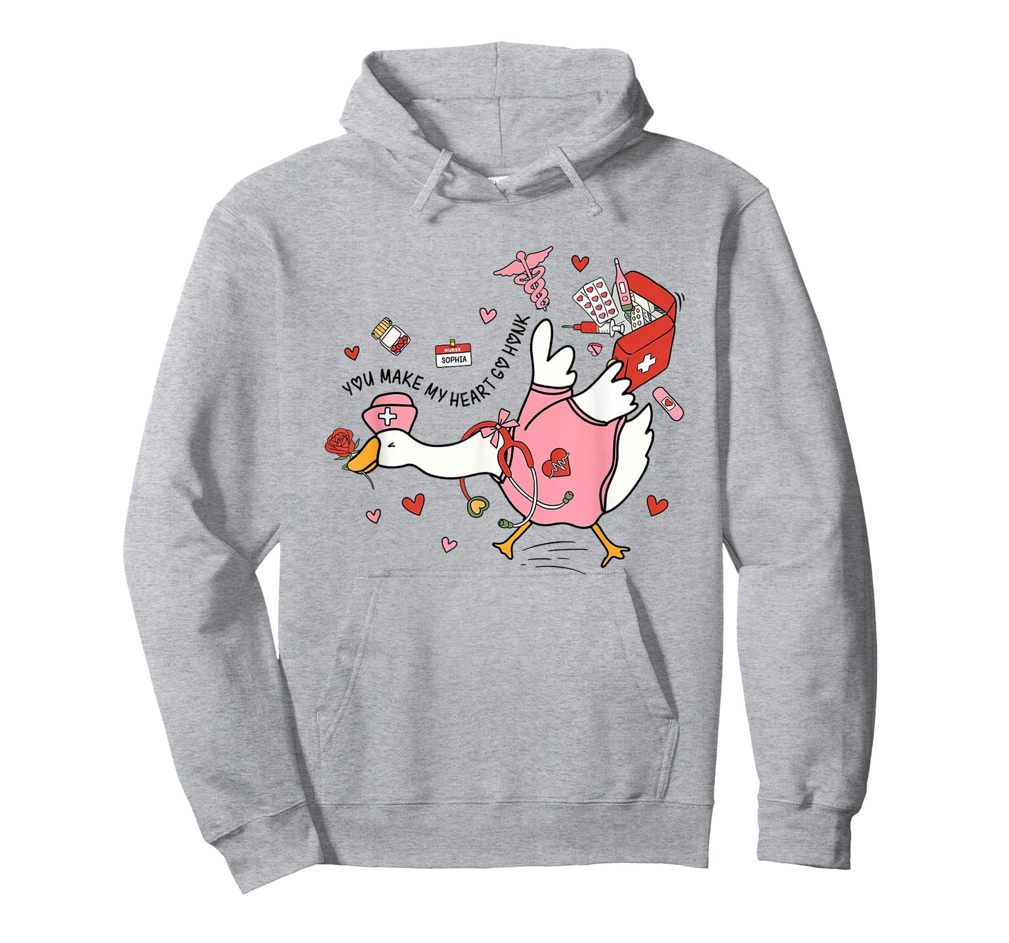 Women Valentine Silly Goose Romantic Yapping School Nurses T-Shirt