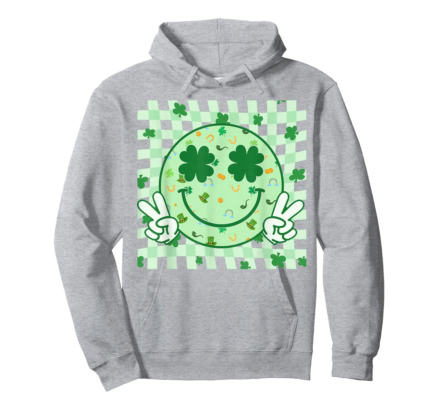 Groovy Shamrock Smile Face St Patricks Day Shirts Women Kids T-Shirt