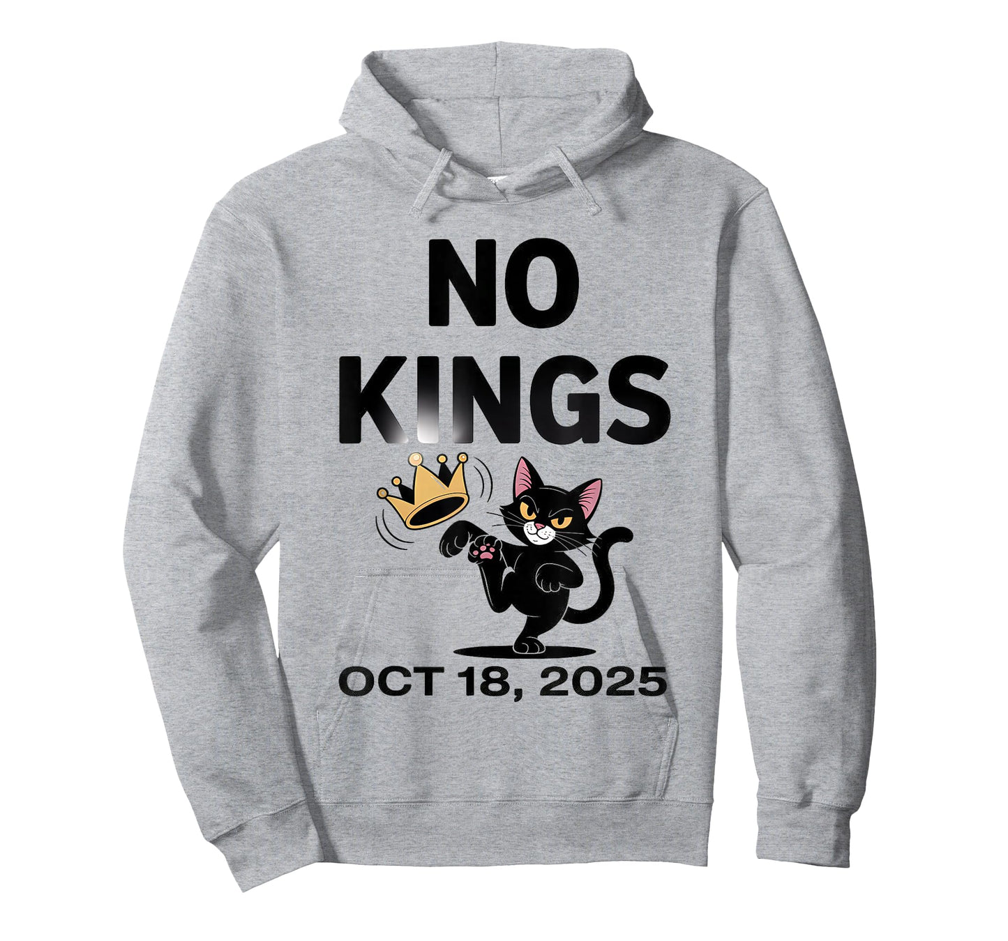Black Cat No Kings October 18 No Kings Day T-Shirt