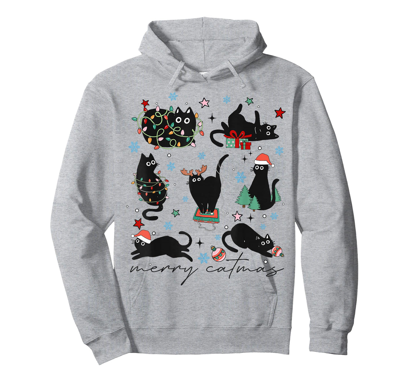Merry Catmas Christmas Lights Xmas Holiday Cat Mom Cat Dad T-Shirt