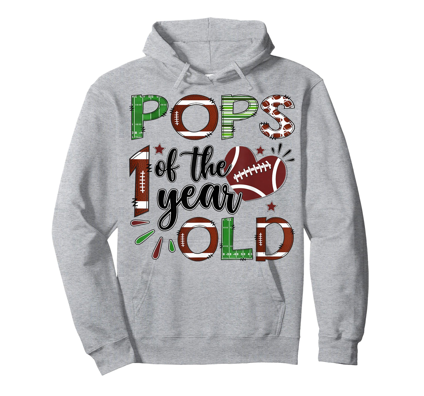 Pops of The 1 Year Old Football 1st Birthday Boy Matching T-Shirt