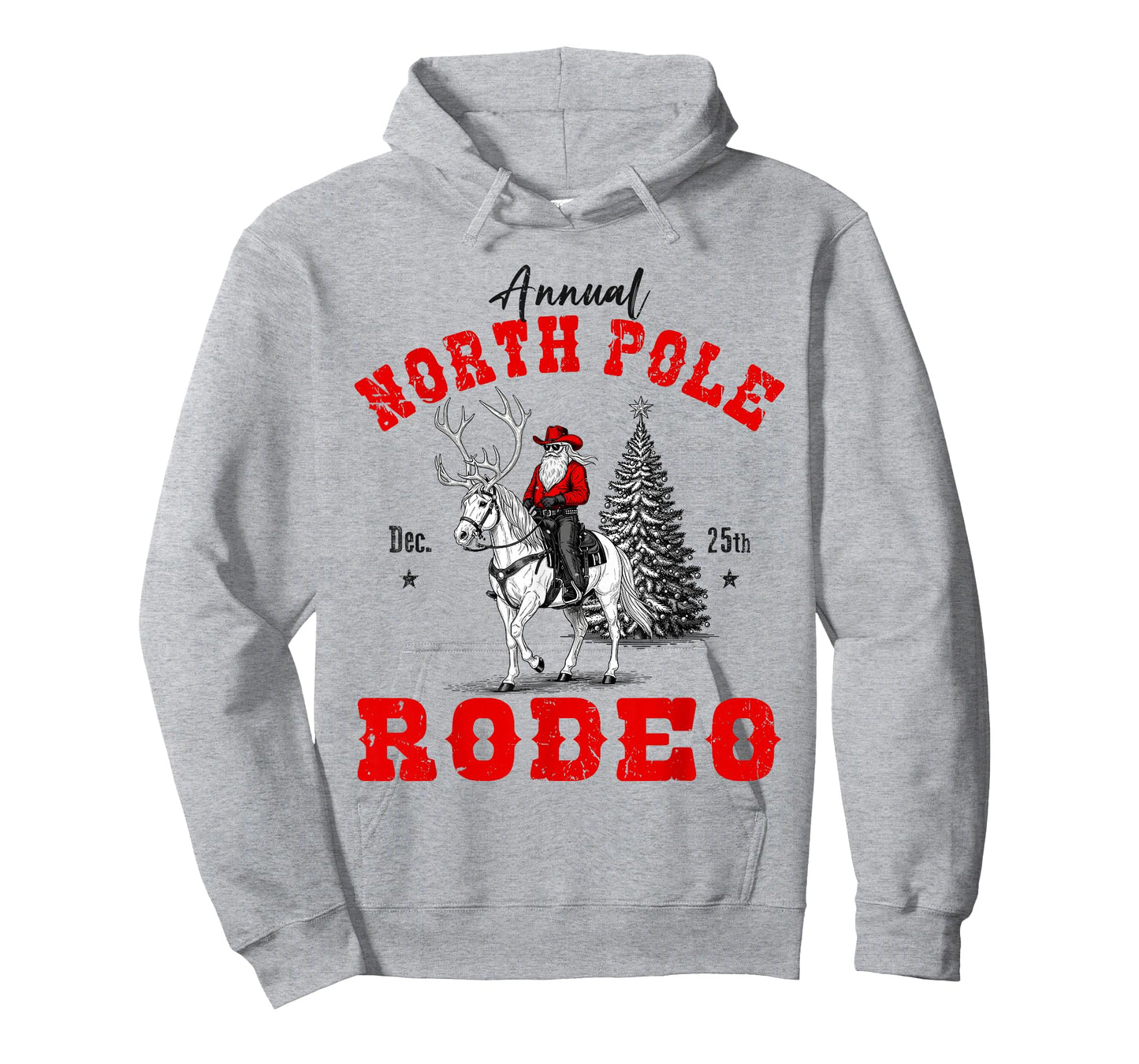 Cowboy Santa Riding Reindeer North Pole Rodeo Christmas T-Shirt