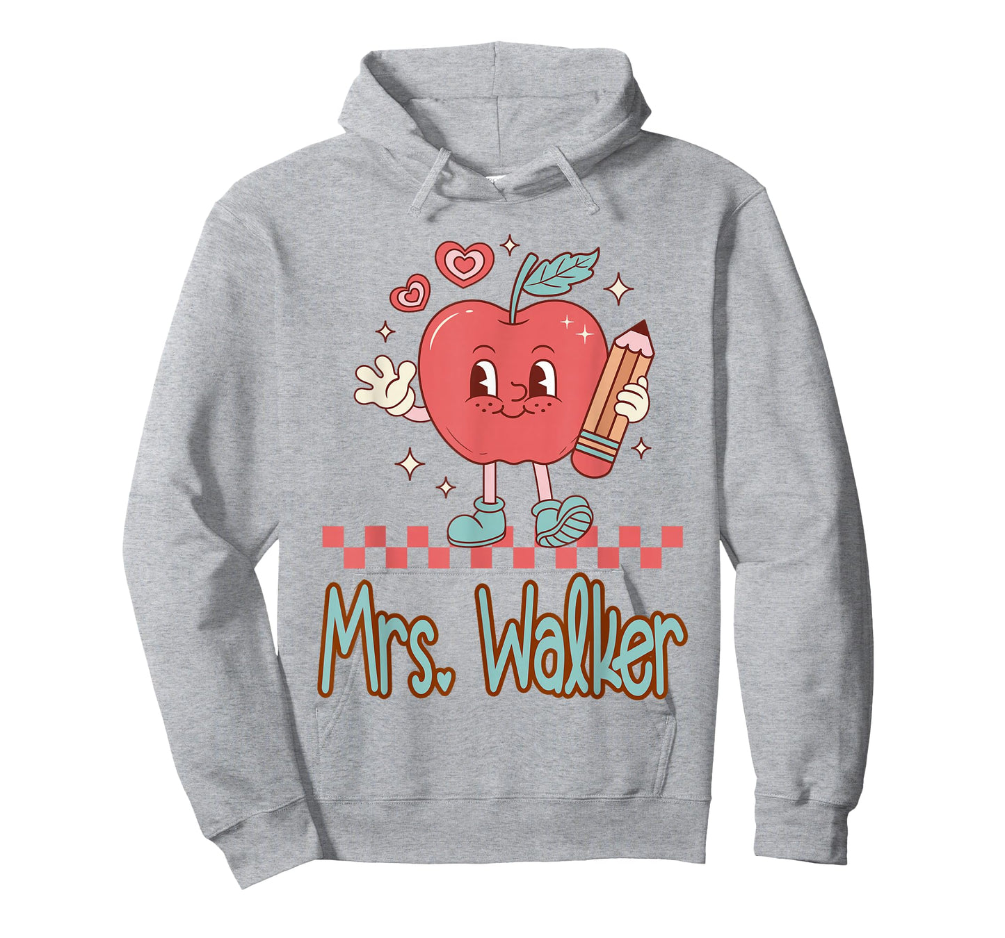 Mrs. Walker Cute Retro Apple Pencil Teacher Design T-Shirt