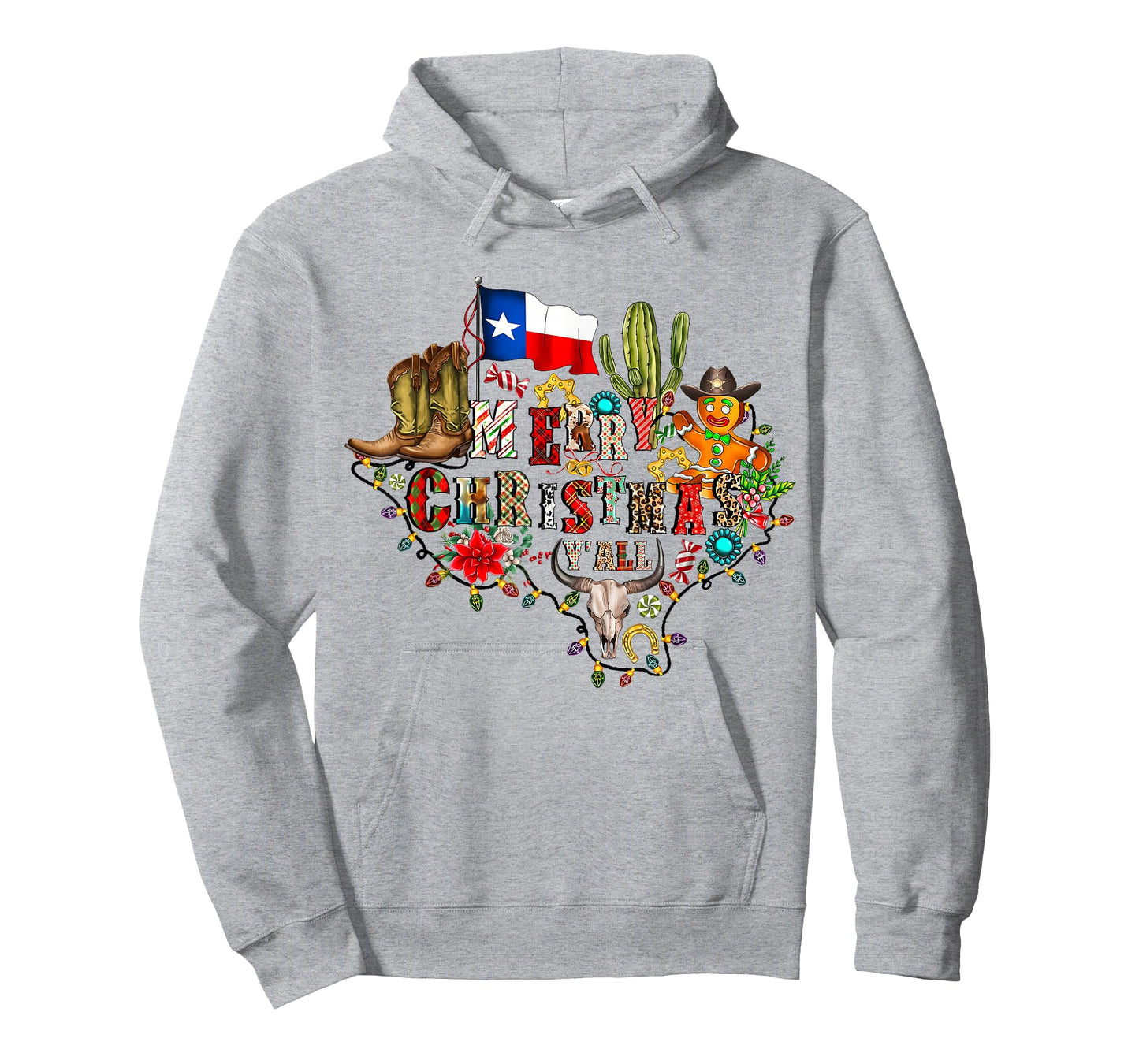 Merry Christmas Y'all Texas Map Santa Hat Mens Womens Kids T-Shirt