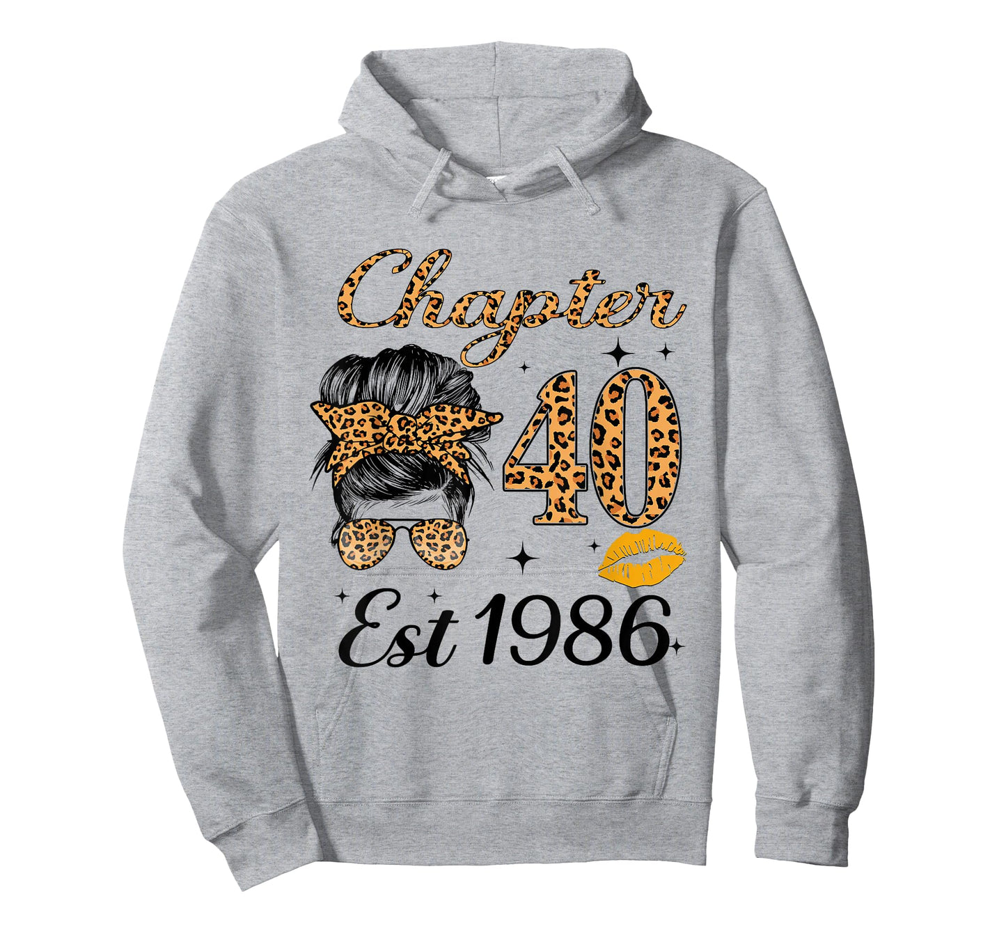 Chapter 40 Est 1986 40 Year Old Messy Bun Birthday T-Shirt