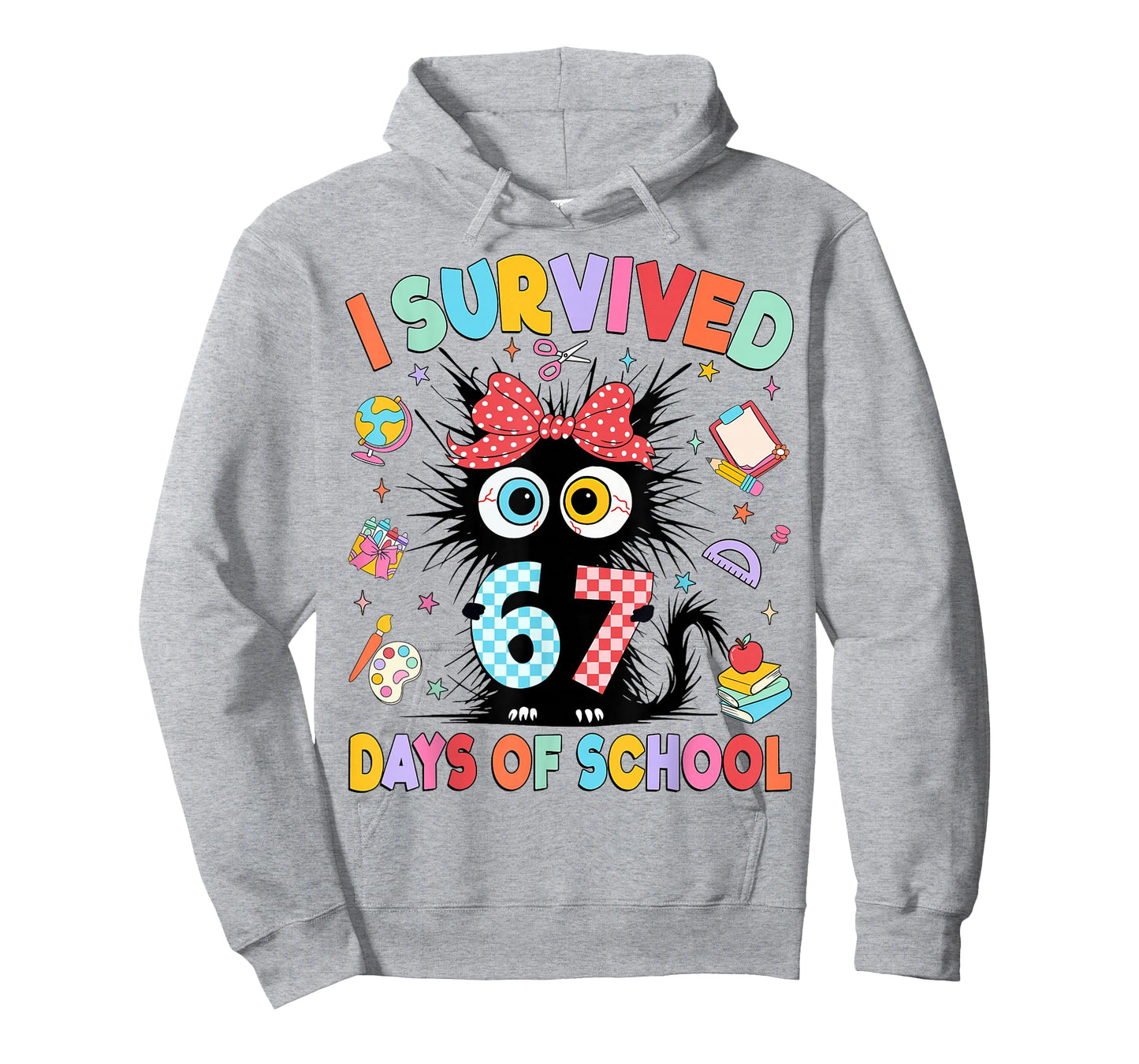 I Survived 67 Days of School Six Seven Cat Teachers Kids T-Shirt